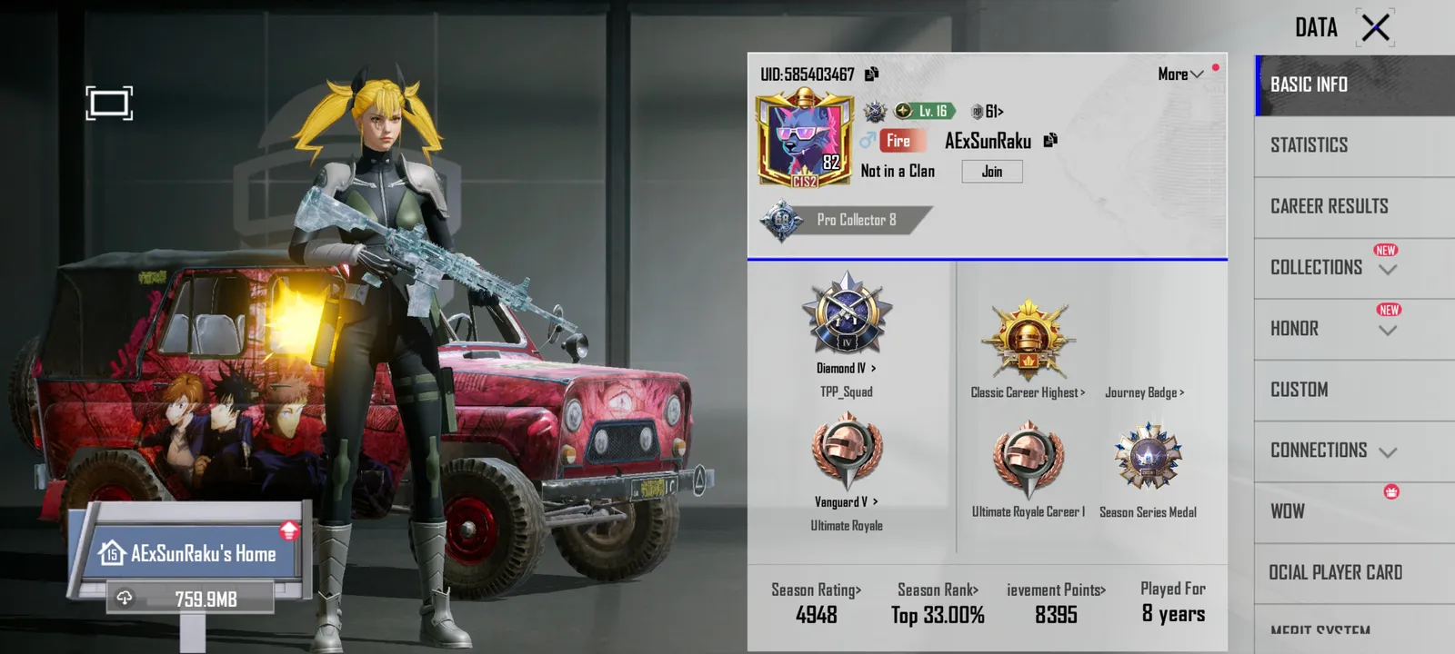 BGMI Account For Sale - Level 82 - Max M4 Glacier