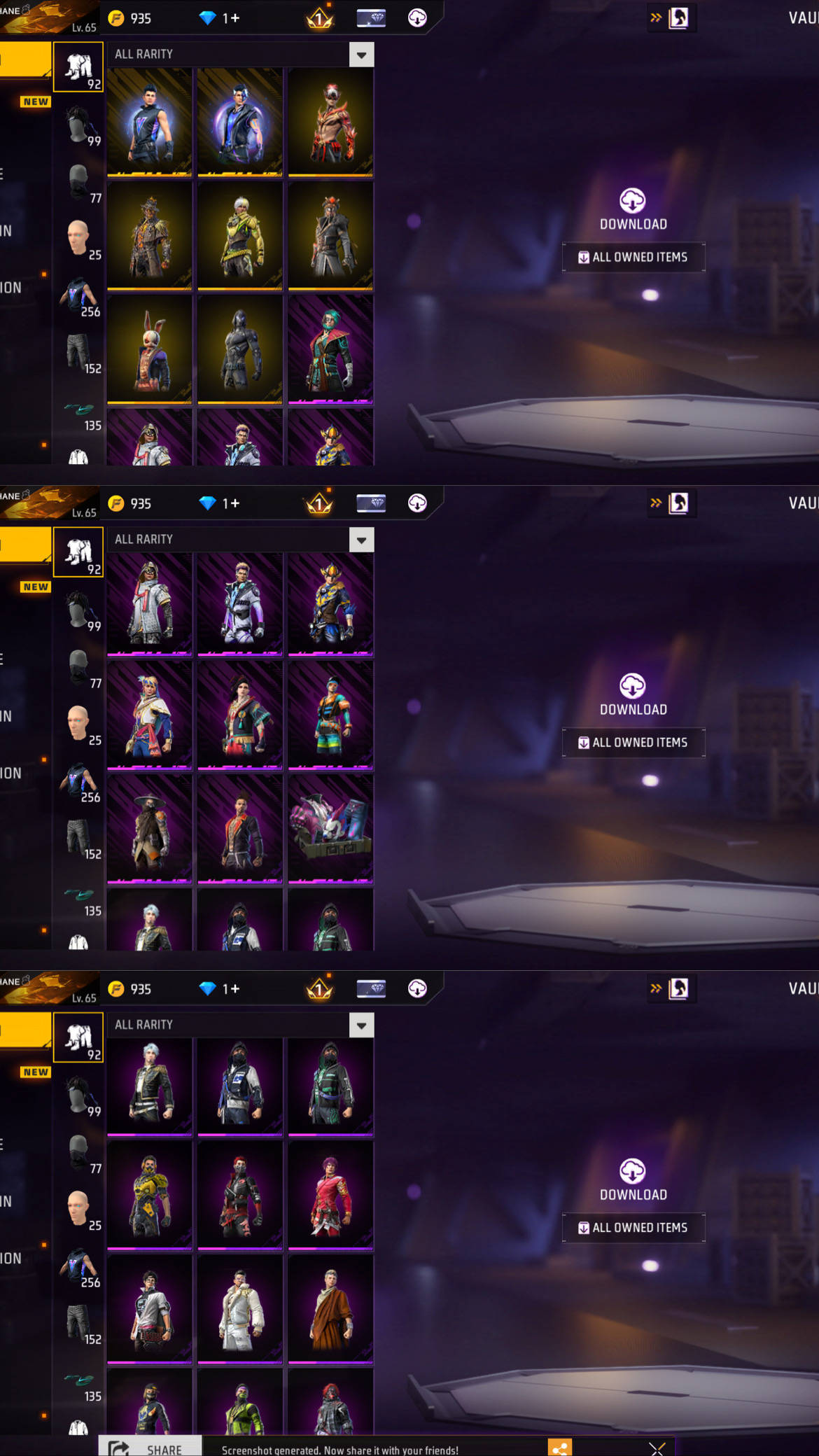OG 6-Year Free Fire Account | Level 65 | Rare Bundles, CR7, McLaren, 19 Emotes & Huge Collector Vault
