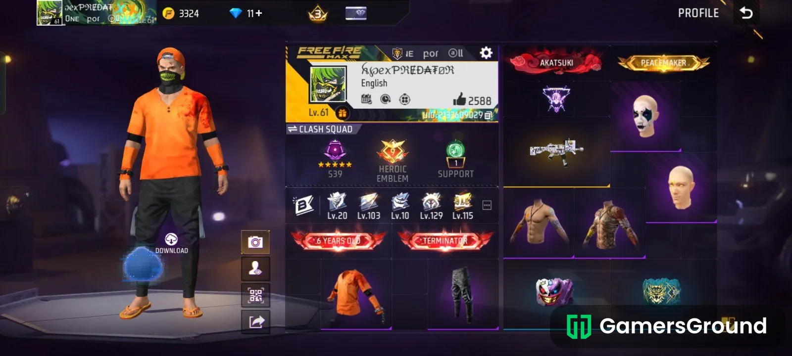 Title: 🔥 Free Fire Level 61 Account | 4 Evo Guns | Rare Bundles | Green Flame Lv33