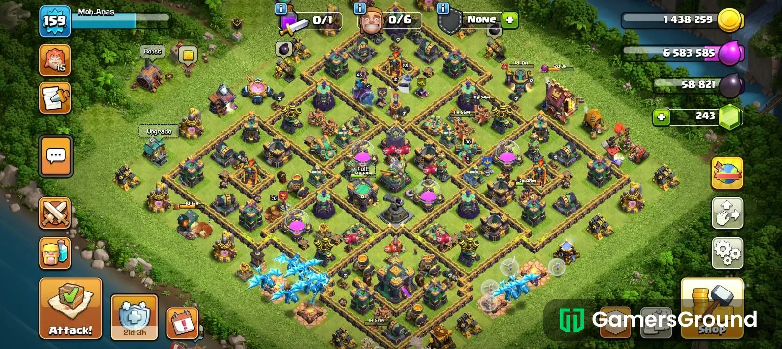 Clash of Clans TH15 Account | Level 159 | Queen 85 | 6 Builders | 243 Gems