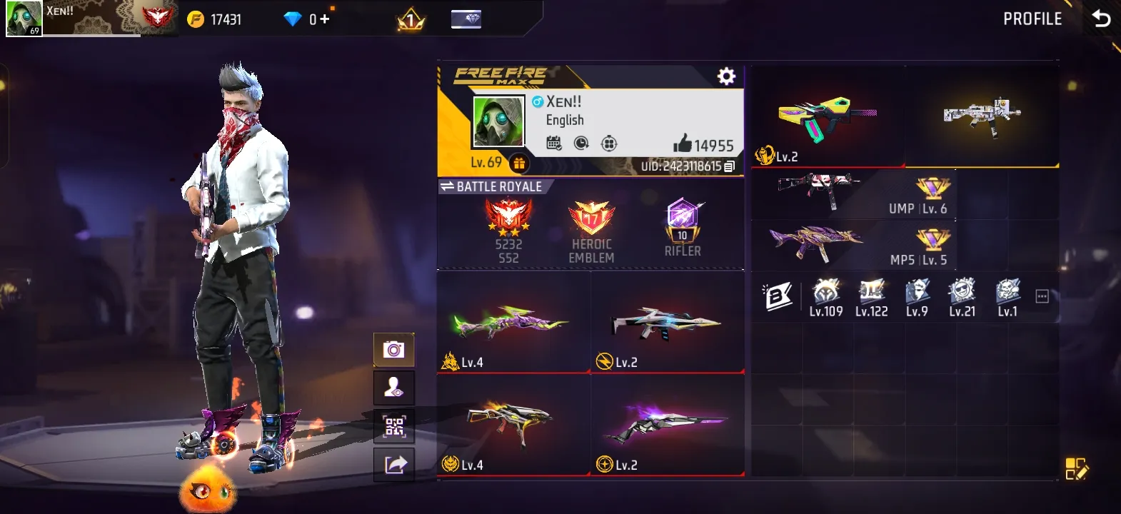 Rare free fire id for sale