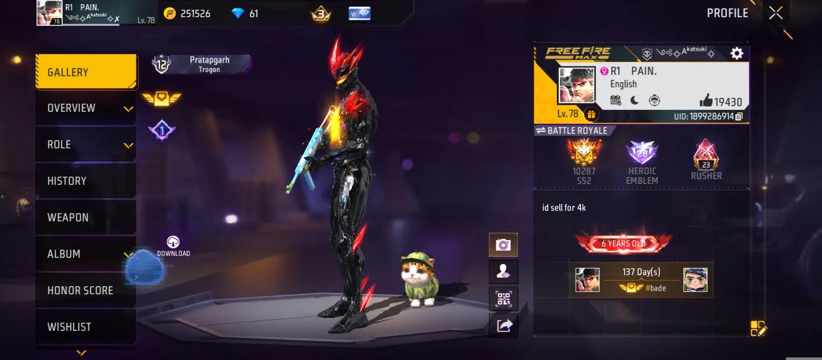Free fire id sell
