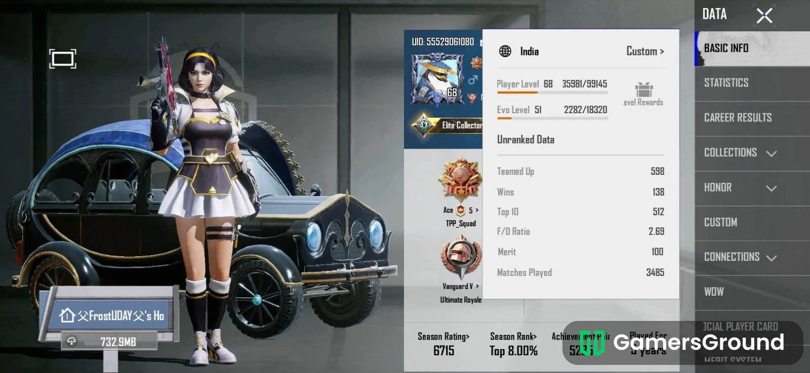 🔥 5. 5 YEARS OLD OG BGMI ID 👑 | 9 UPGRADABLES | PREMIUM CAR SKINS 🚗 | RARE MYTHICS 💎 | 2× DOMINATOR ⚡