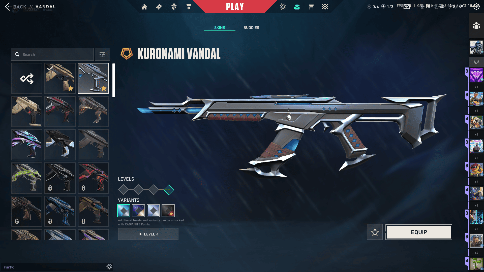 selling full max valorant account with 12 skins with kuronami and araxys vandal must buy!