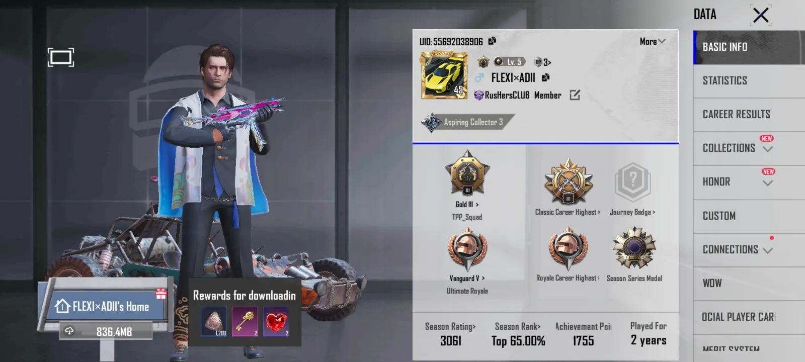 FREE FIRE + BGMI ACCOUNT | MP40 CHROMASONIC LV.2 | BGMI LV.45 | ₹2500