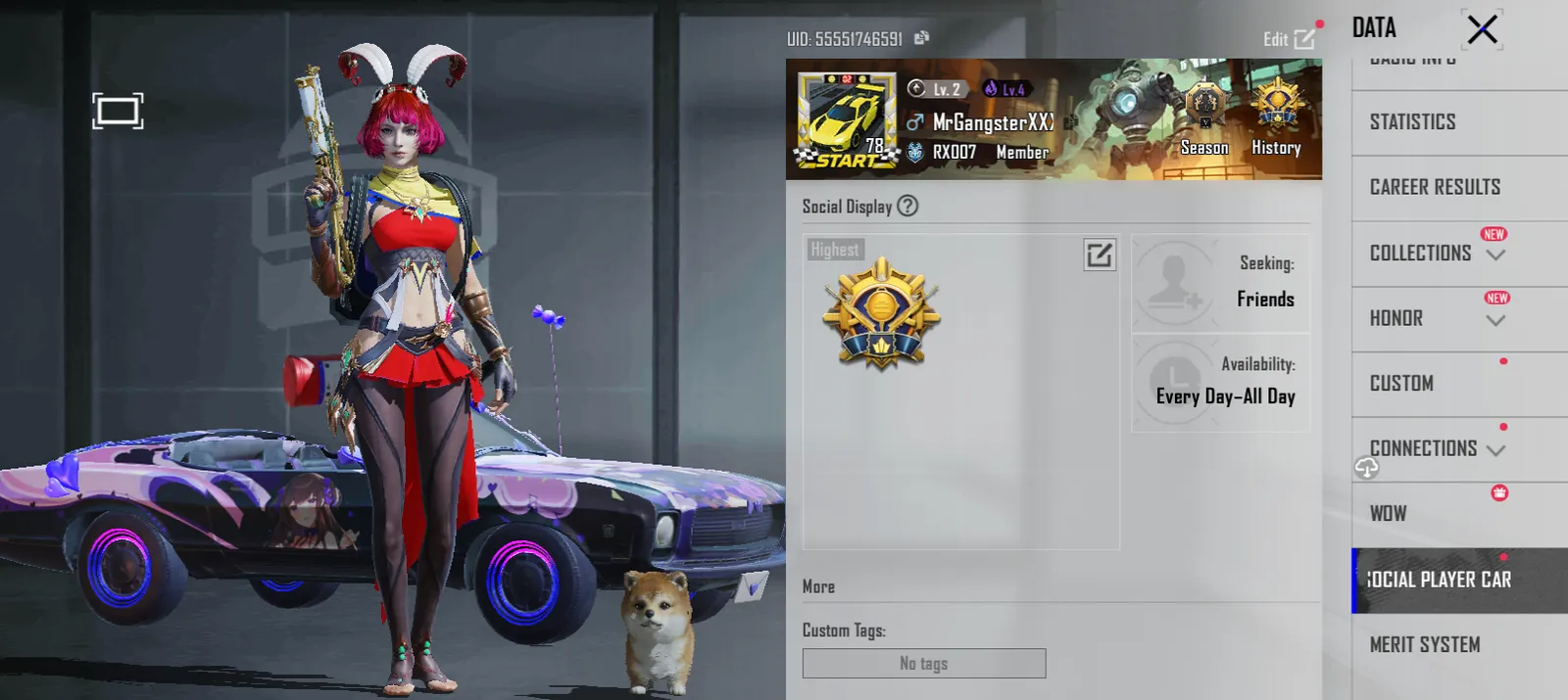 ACE account with 378 UC, Shiba inu companion