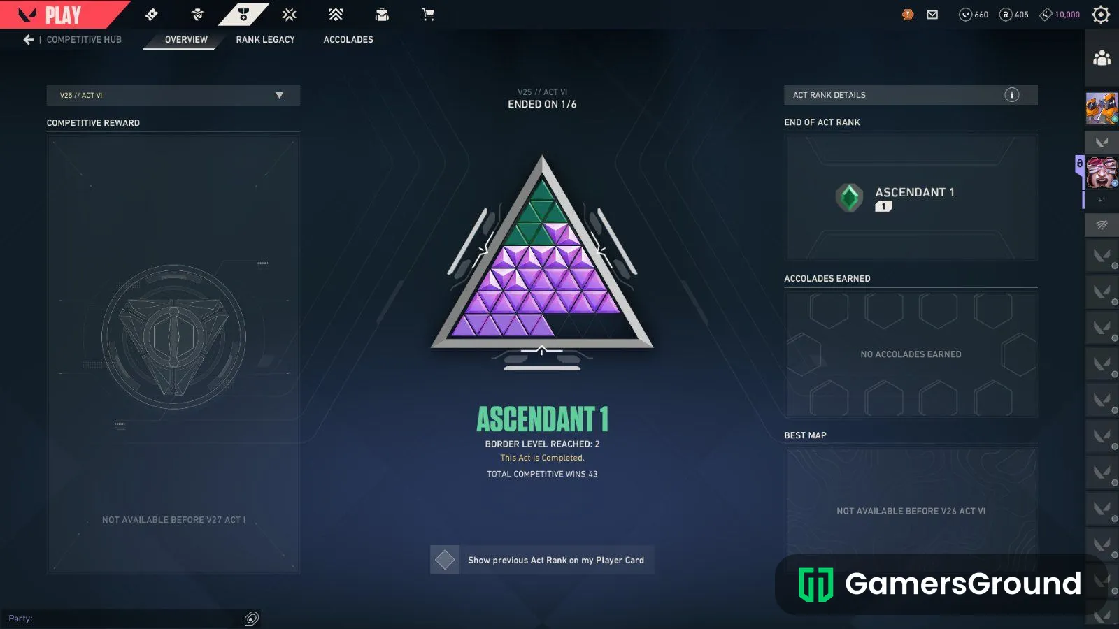 Ascendant Peak Account with 15 Premium Vandal Skins, 3 Phantom Skins, 2 Knife skins and more