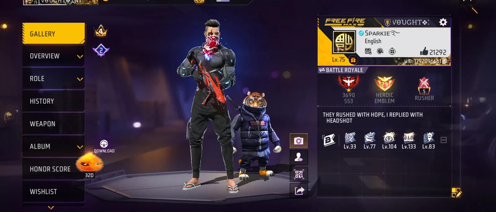 LEVEL 75/PRIME 5/ LIKES 21300