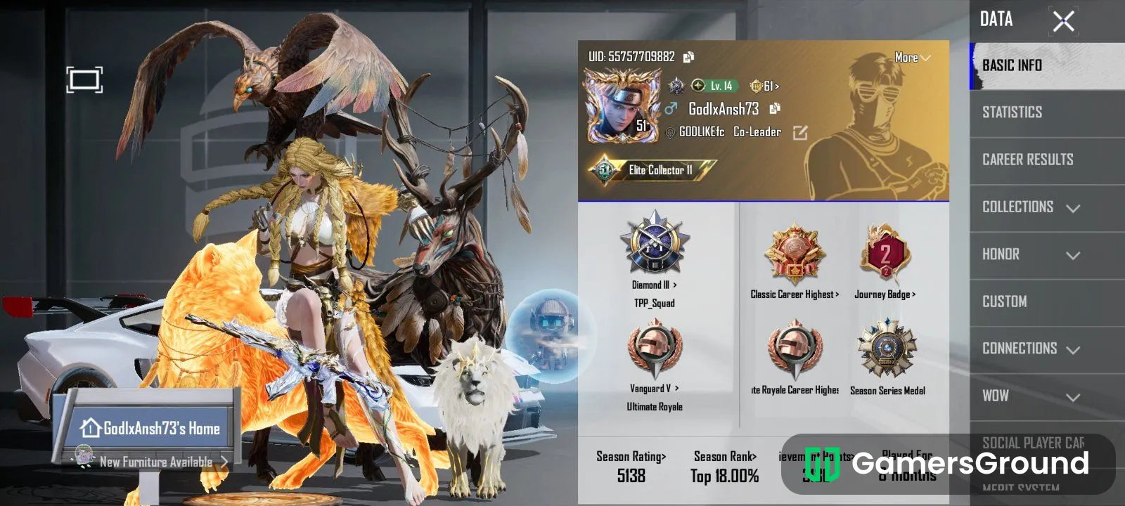 Collection level 51 , 2 x suit, 8 ultimate set , 25 up gun , level 51 , elite collector 11 and bgmi id is 55757709882