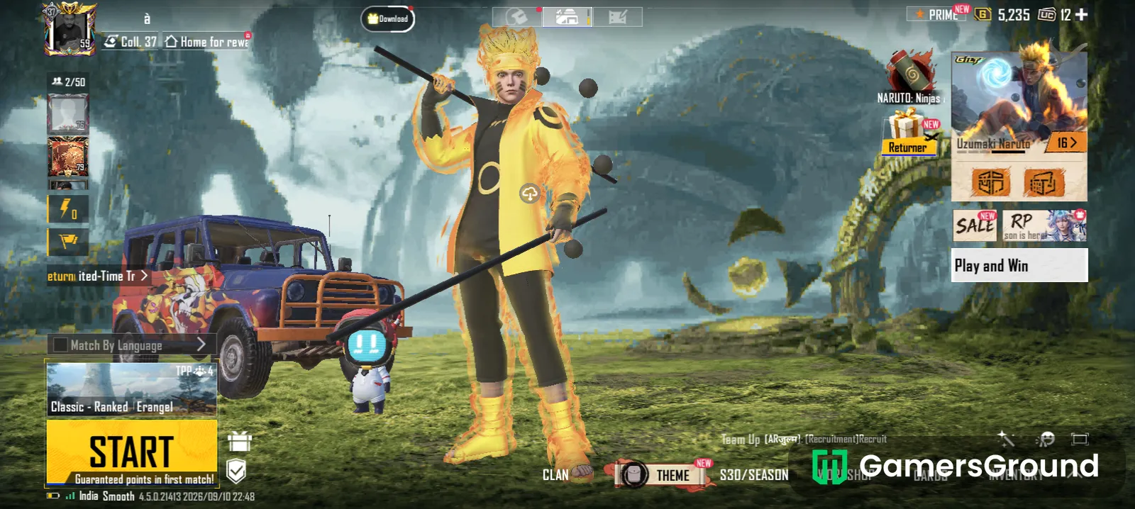 Bgmi id with Naruto ultimate set