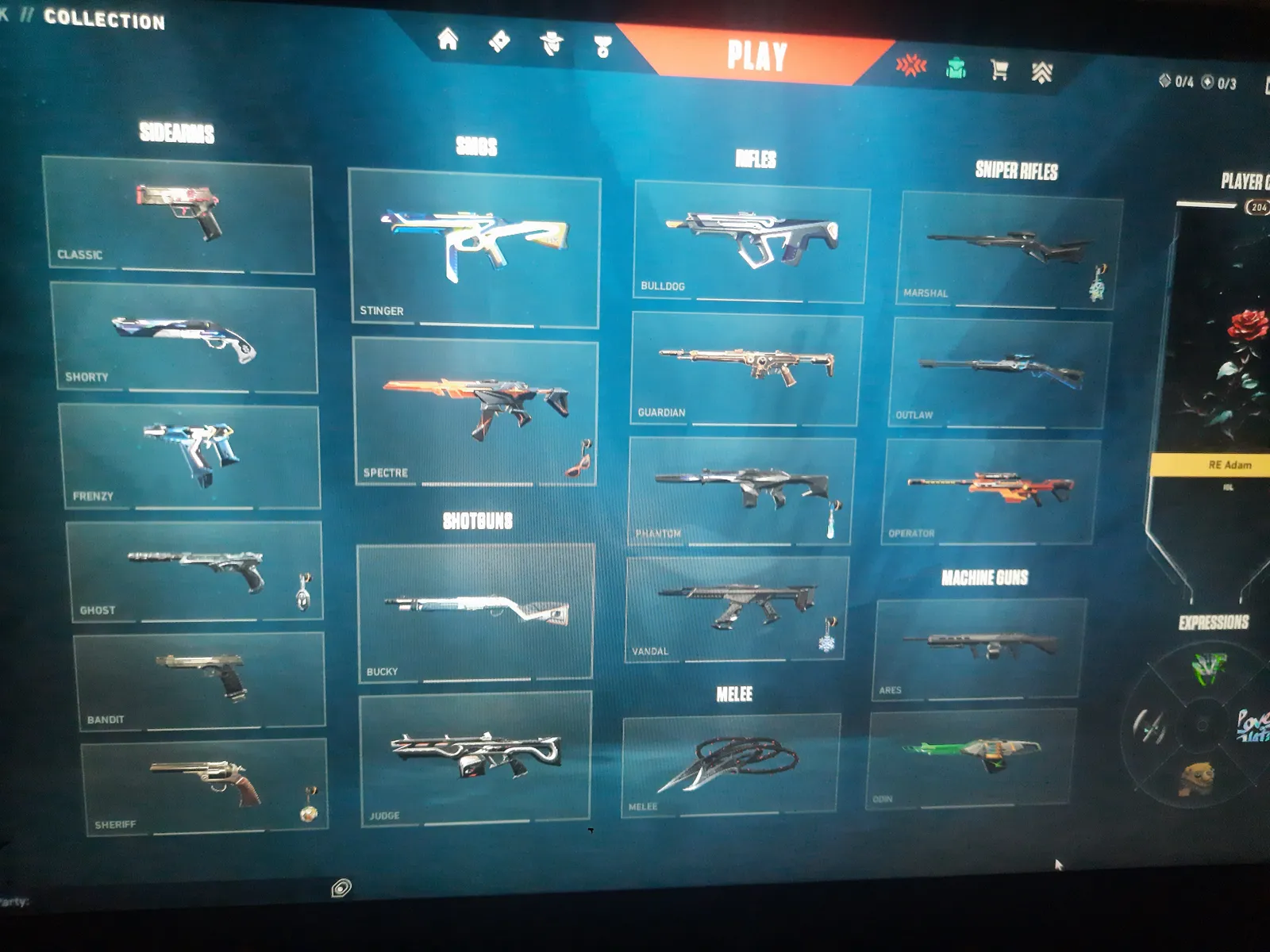 Premium valorant account with various skins.