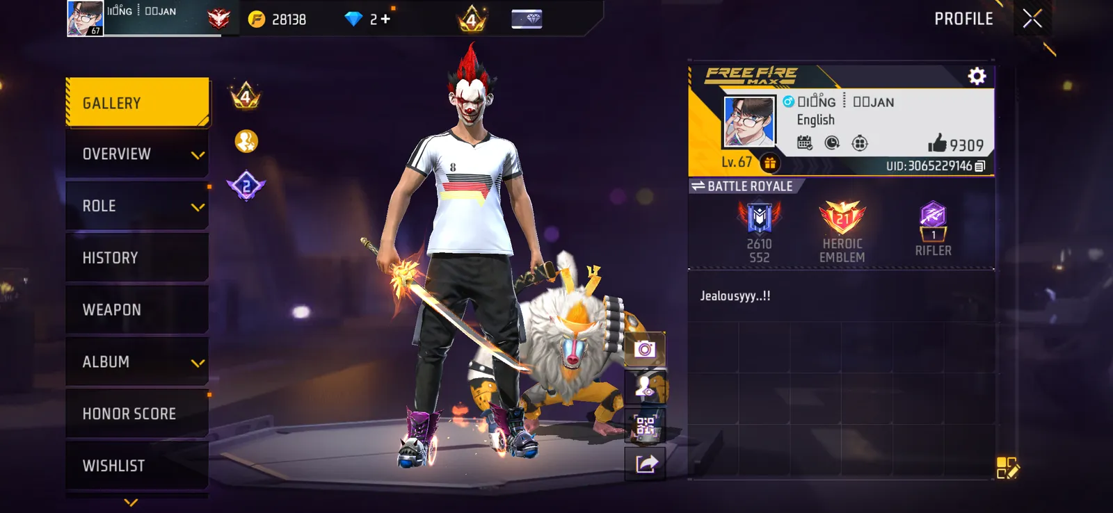Free Fire MAX Lv.67 | 5 Year Old | 340 Weapon Skins | Evo Guns | Rare Emotes