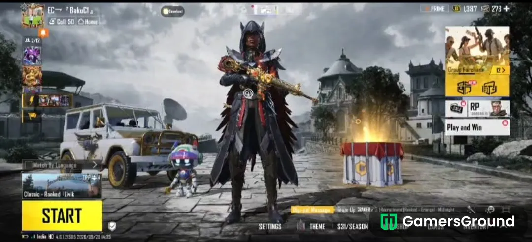 BGMI ACCOUNT COMBO FIRE M4 AND GALCIER PLUS RAVEN X SUIT