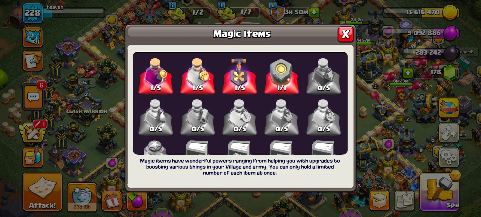 Town hall 17 maxed and equipment's of heroes all maxes rarest items also heroes are maxed builder base full maxed with 3 builders battle copter and m