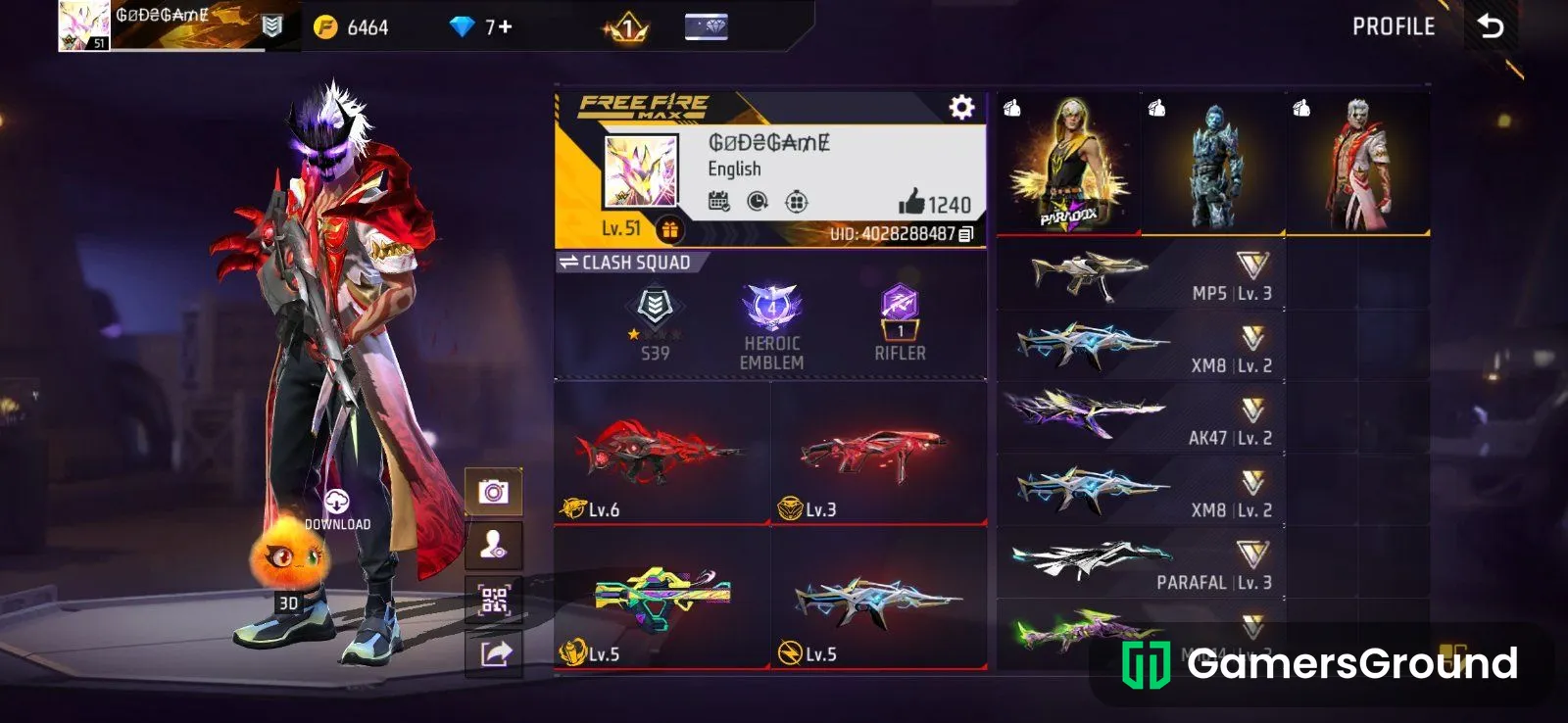 Free fire max account