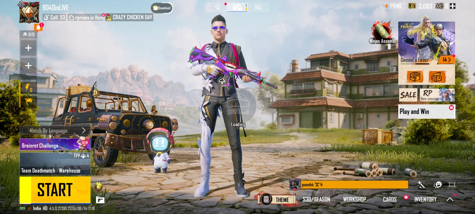 19 upgrade gun skin hai M4 phool wala gun leval 5 akm dragon wala leval 4 Aug level 4 scl  leval 3 m24 level 4 s12k level 4 aur bhi bahut Saman hai