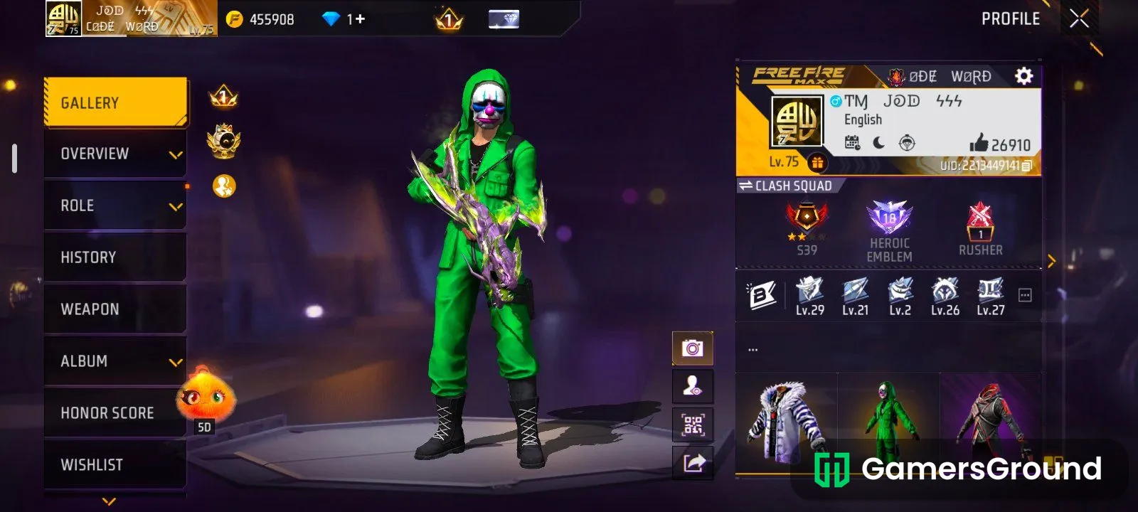Free fire Old and Rare account For sell !