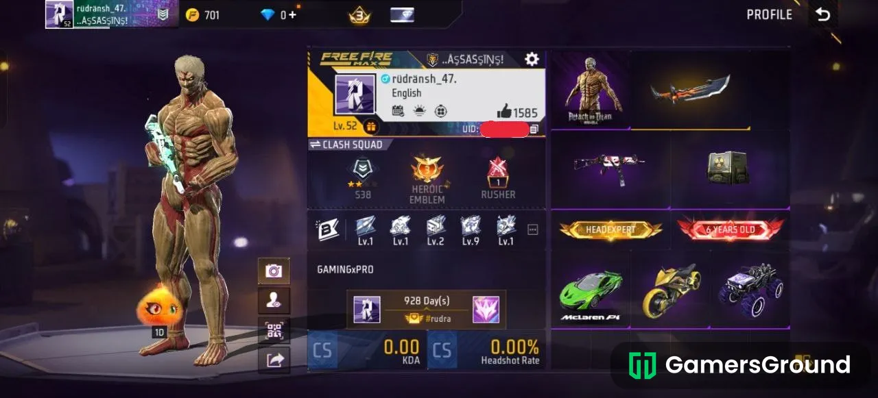 6-Year-Old Free Fire Account for Sale