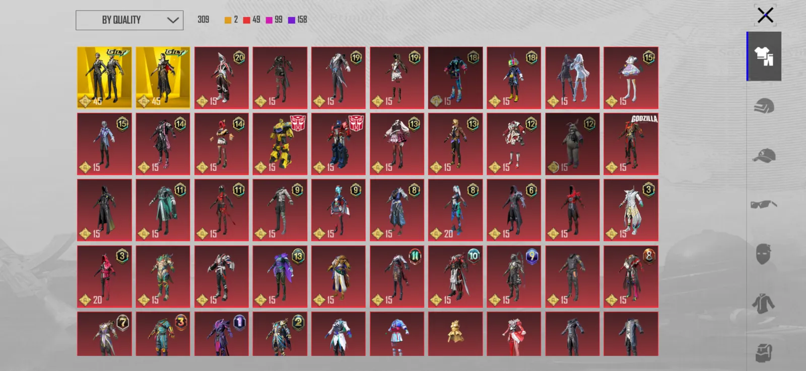 2 Guilt Suit, M4 Glacier lvl 4, Sealed nether m4 lvl 4, Nyxsen AUG lvl 5, 4 Pets, 64 Collection Level, Many skins & rare outfits, 8 Years old account