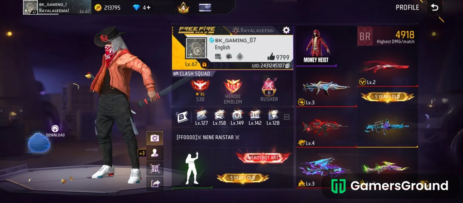 Free fire I'd sale