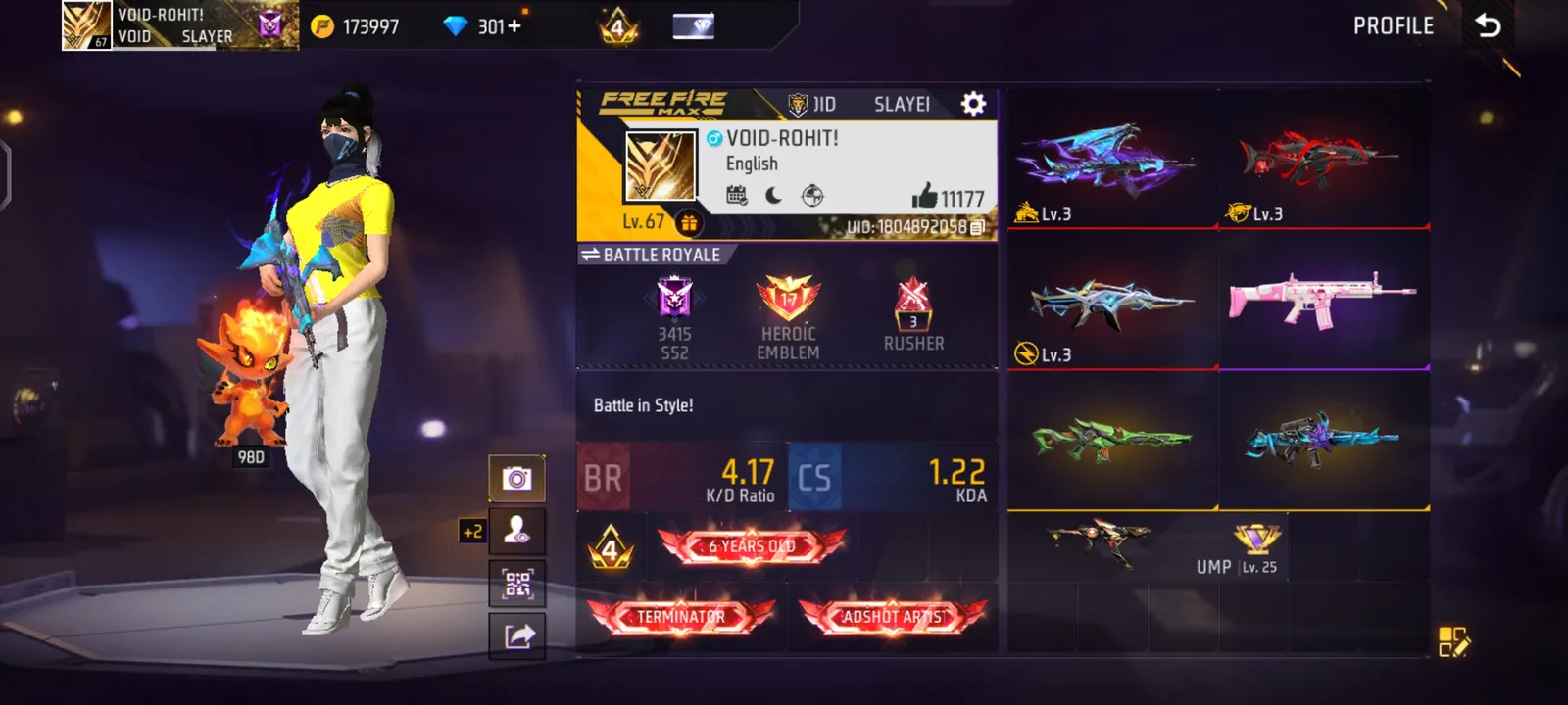 Level 67 | Prime 4 | 6 Year Old | 4 Evo Guns