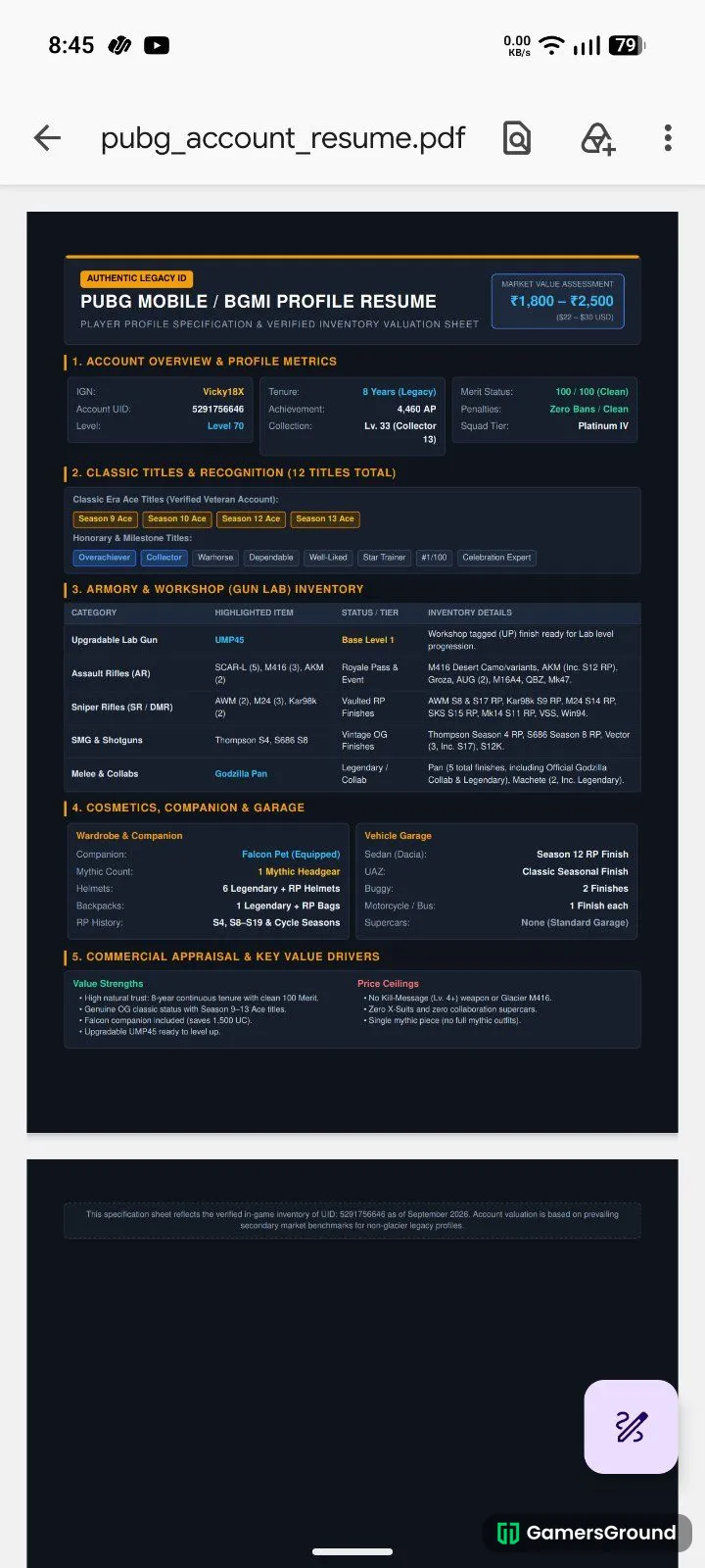 8 years old id with many rare items 100 merit