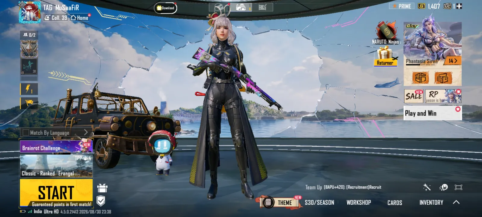BGMI Lv.70 | 69 Outfits | Ace Master/Ace Dominator History | 5075 Achievement Points