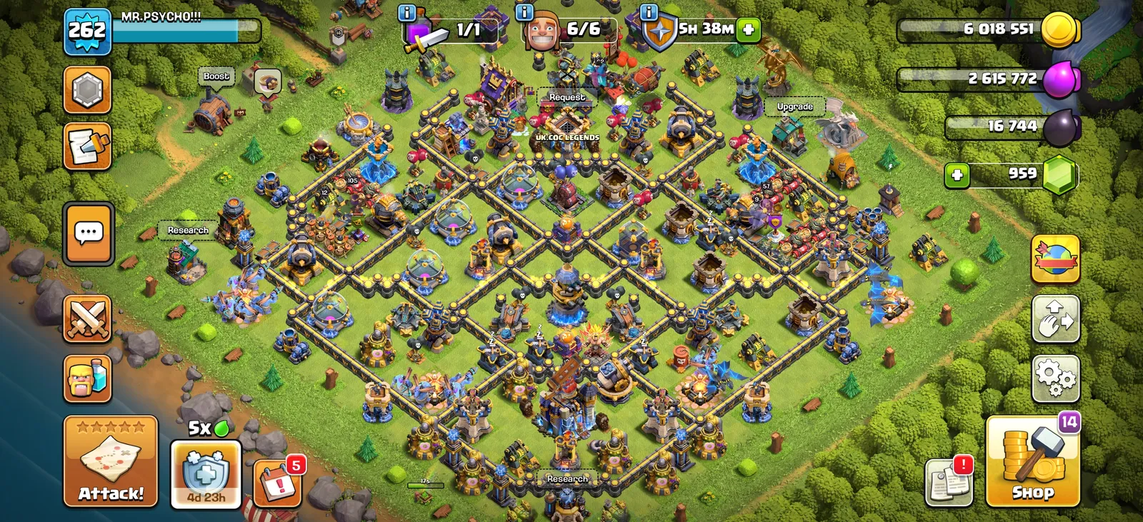 TH18 Near Max | XP 262 | Hero Skins | High Heroes | Good Pets | Ready for Push 262