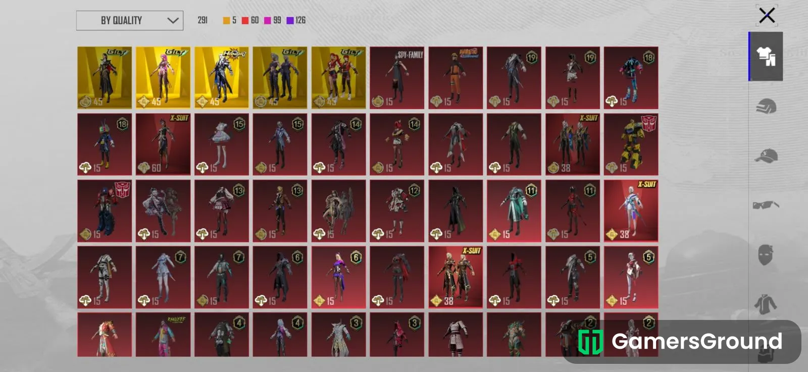 Conqueror account with many Gun skins