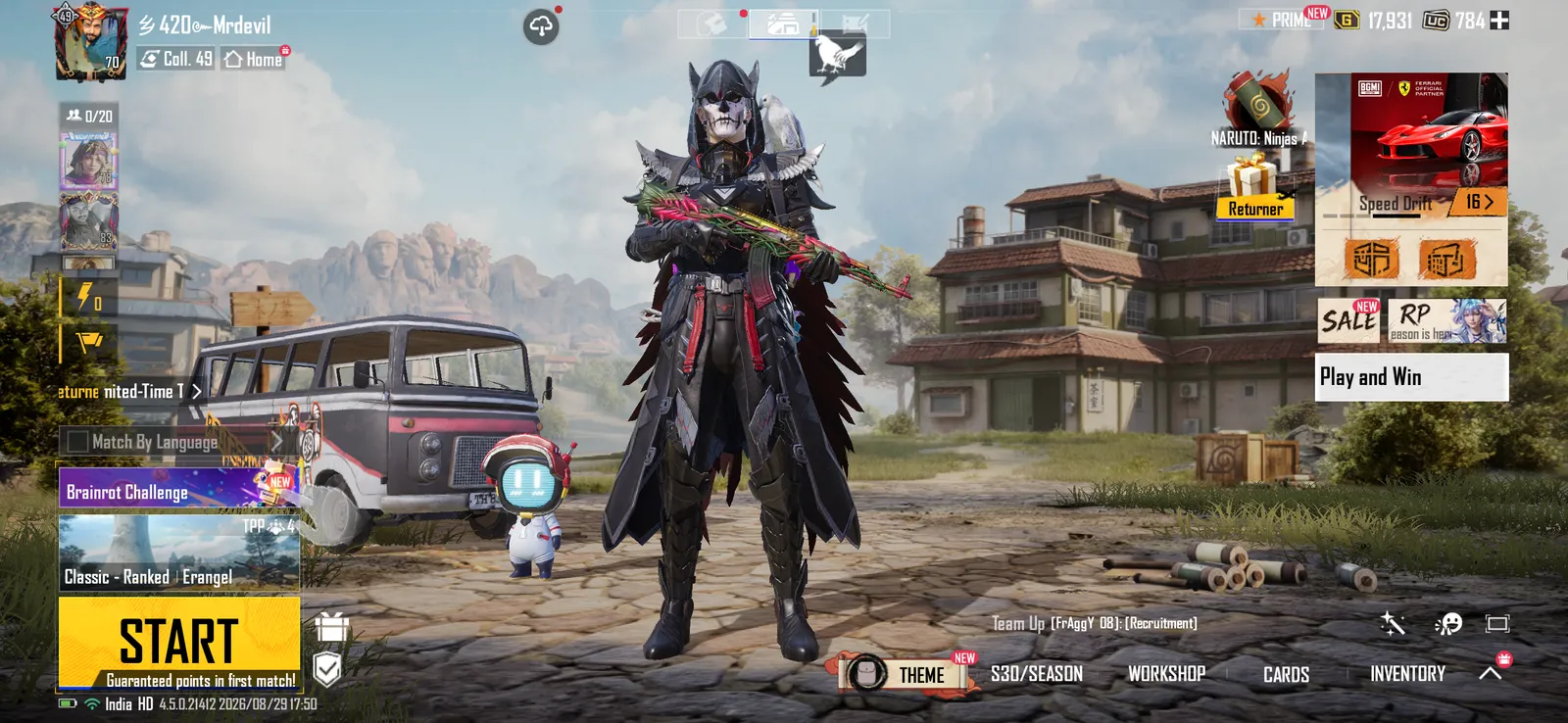 🔥 BGMI 7-Year-Old Account | X-Suit | Falcon Pet | Rare Gun & Vehicle Skins | Helicopter Entry | 780 UC