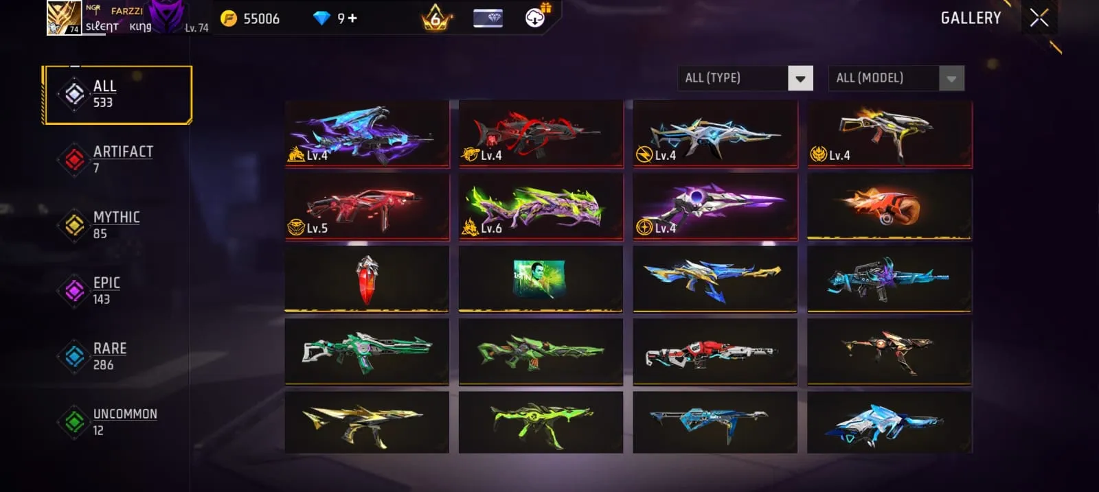 Free Fire Account | Rare Skins & Bundles | Evo Guns | Good Collection