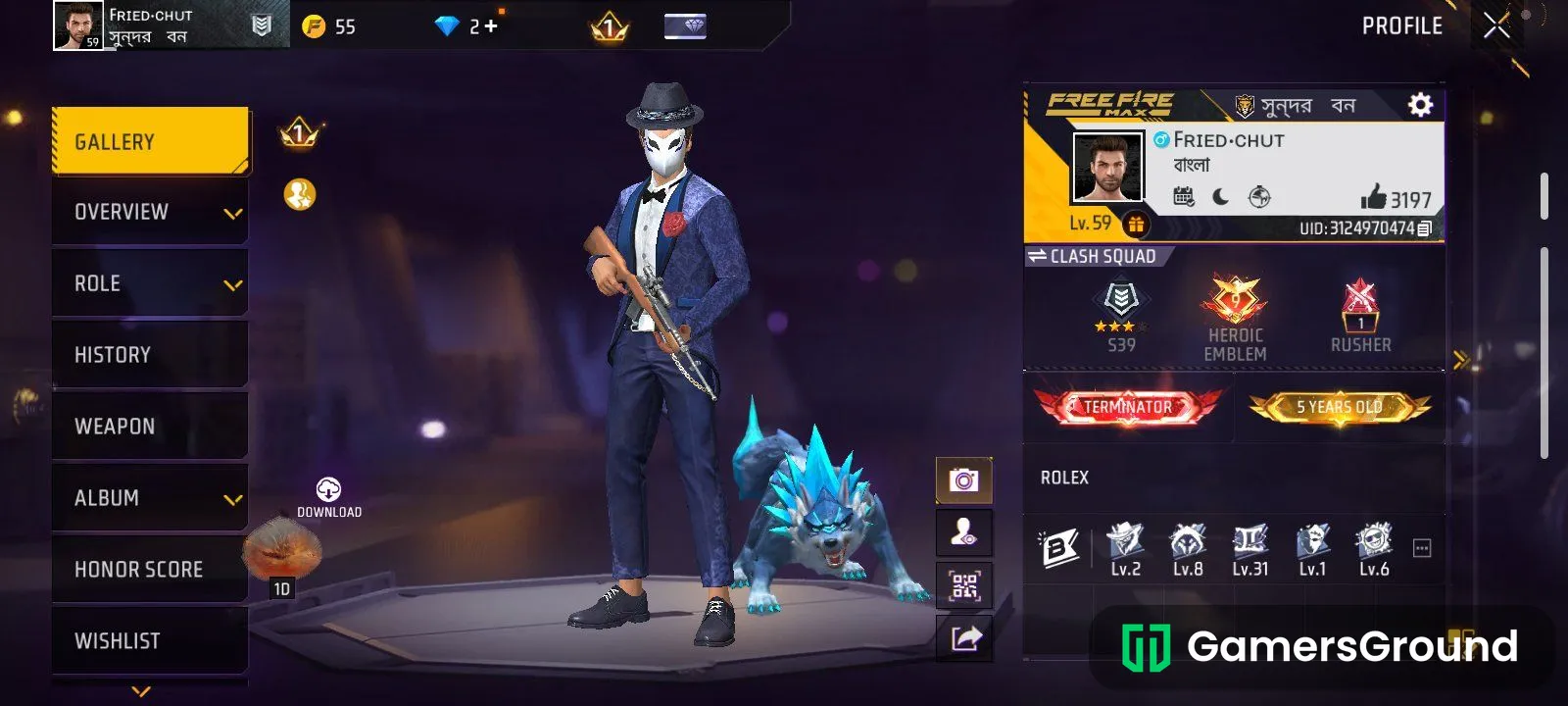 [OG 5-YEARS] LVL 59 | 6 EVO GUNS (M4A1 Draco Lv.4, MP5 Lv.3, AN94 Lv.3) | 3.1k Likes | 108+ Bundles