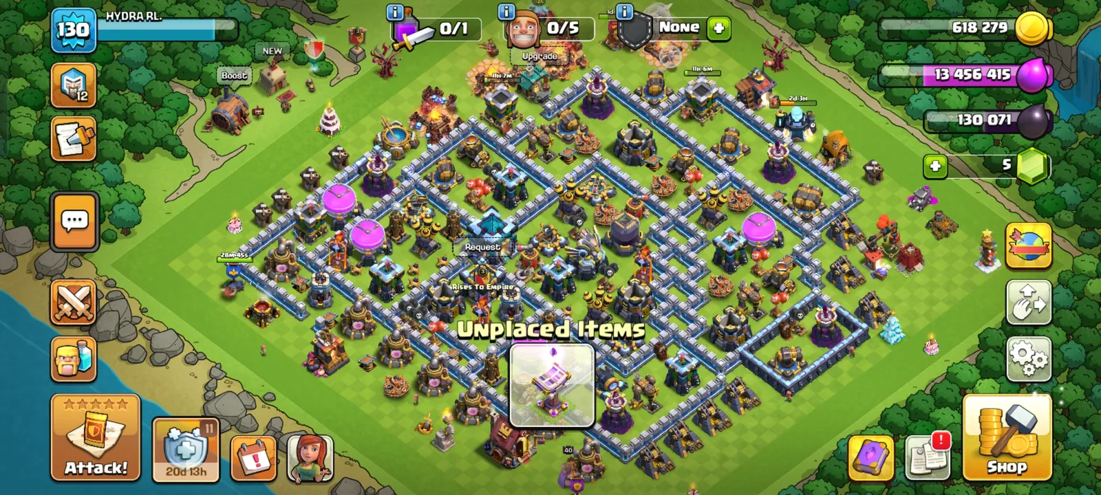 TH13 CoC Account | Max X-Bow, Eagle & Inferno | Queen 65, King 61
