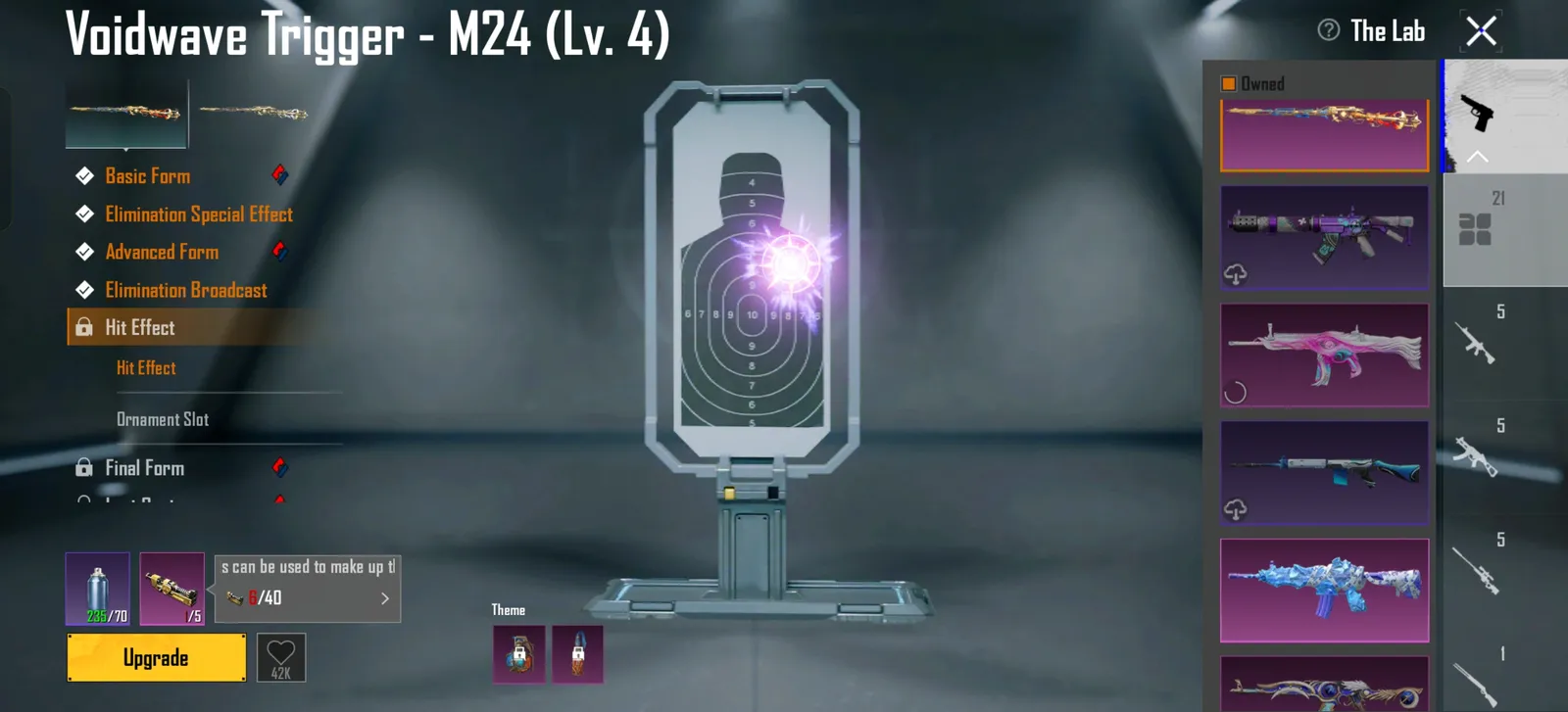 X suit id and upgradable guns
