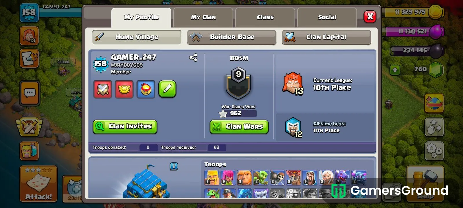 🔥 TH12 FULL MAX + BH7 FULL MAX | 6–7 Hero Skins | 760 Gems | Lvl 158
