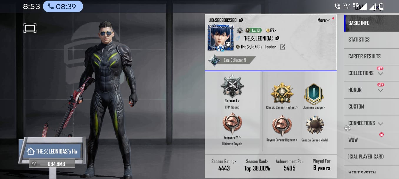 BGMI 6-Year Old Account | Level 68 | Elite Collector 9 | High Achievements | Serious Buyers Only