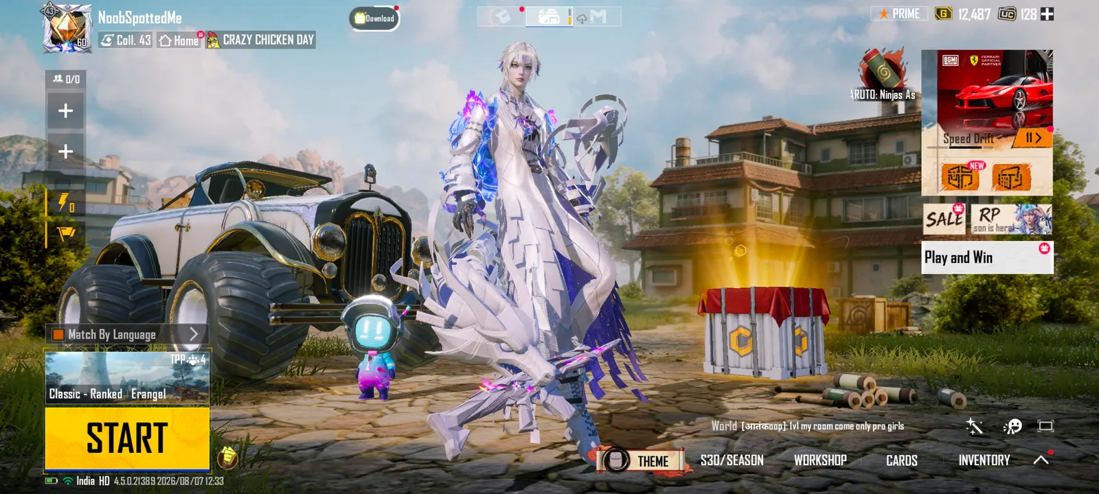 4-Year-Old BGMI Account | Lv.60 | 24 Mythic Collection | Crimson Skyblade M416 (Lv.4) & Decisive Day AKM (Lv.4) | Starlight Gleam Monster Truck