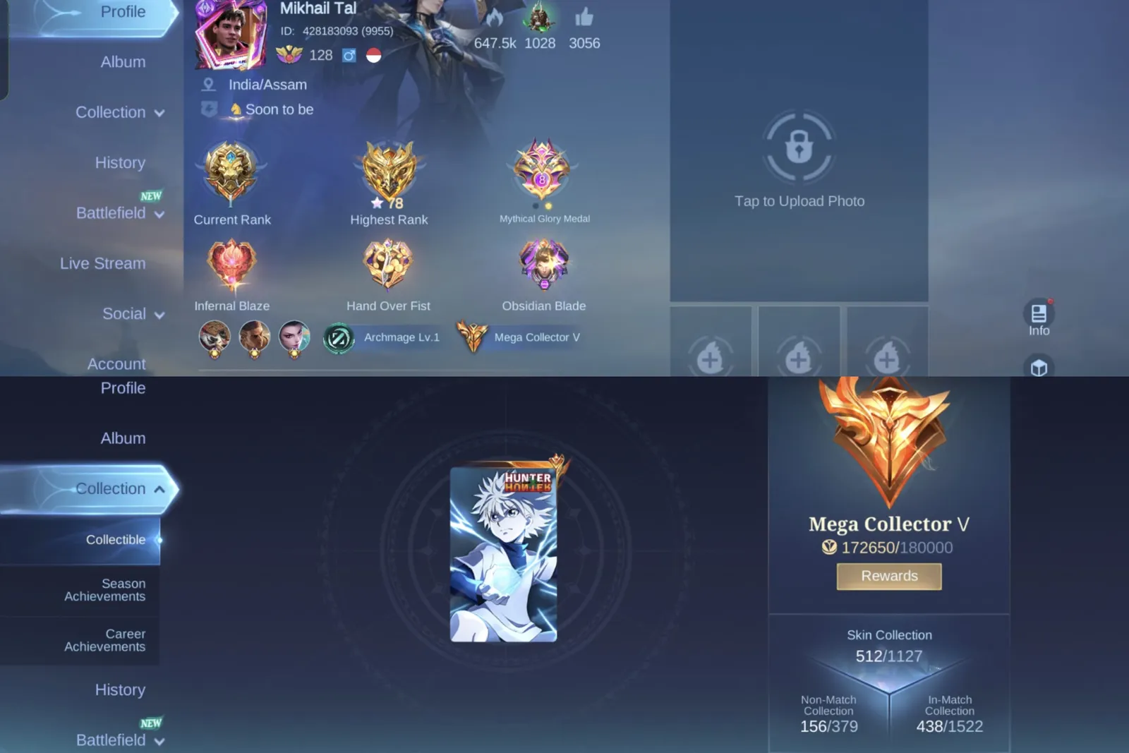 Mega collector 5 account with rare skins
