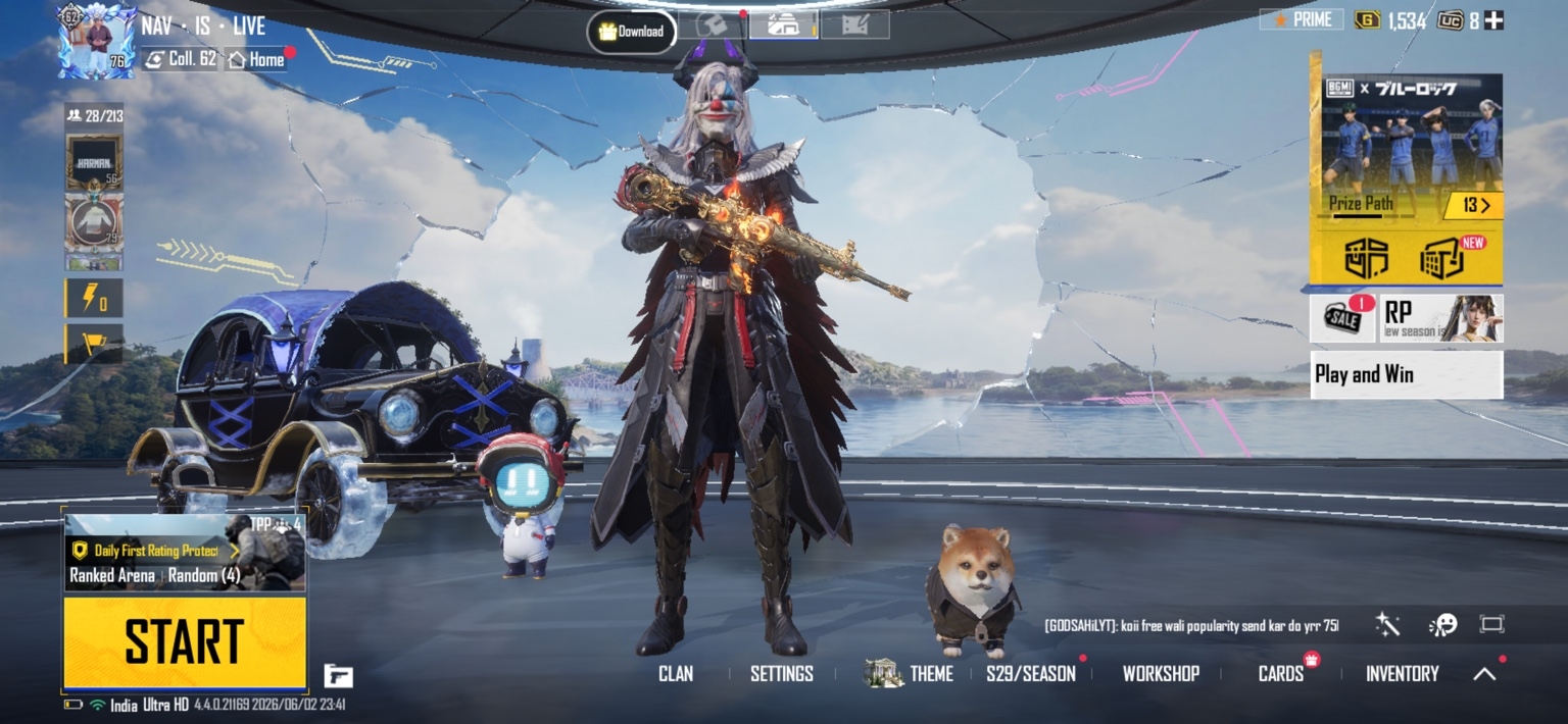 BGMI Account For Sale | Level 76 | Fire M4 | Dark Raven | 32 Upgrade Guns