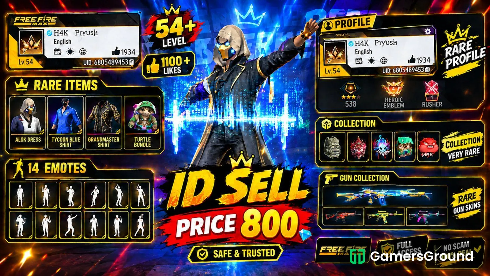 Rare guns skins,with 1900+likes,rare bundles level 54
