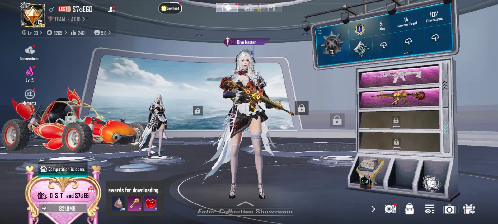 High level account with upgradable skins