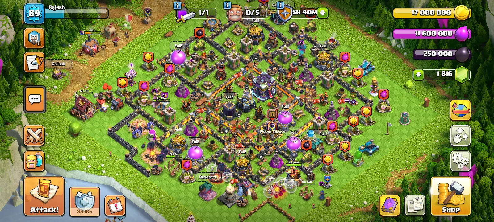 Clash of Clans TH15 Account – Level 89 | 1,816 Gems | Strong Heroes | BH10 | Capital Peak 10