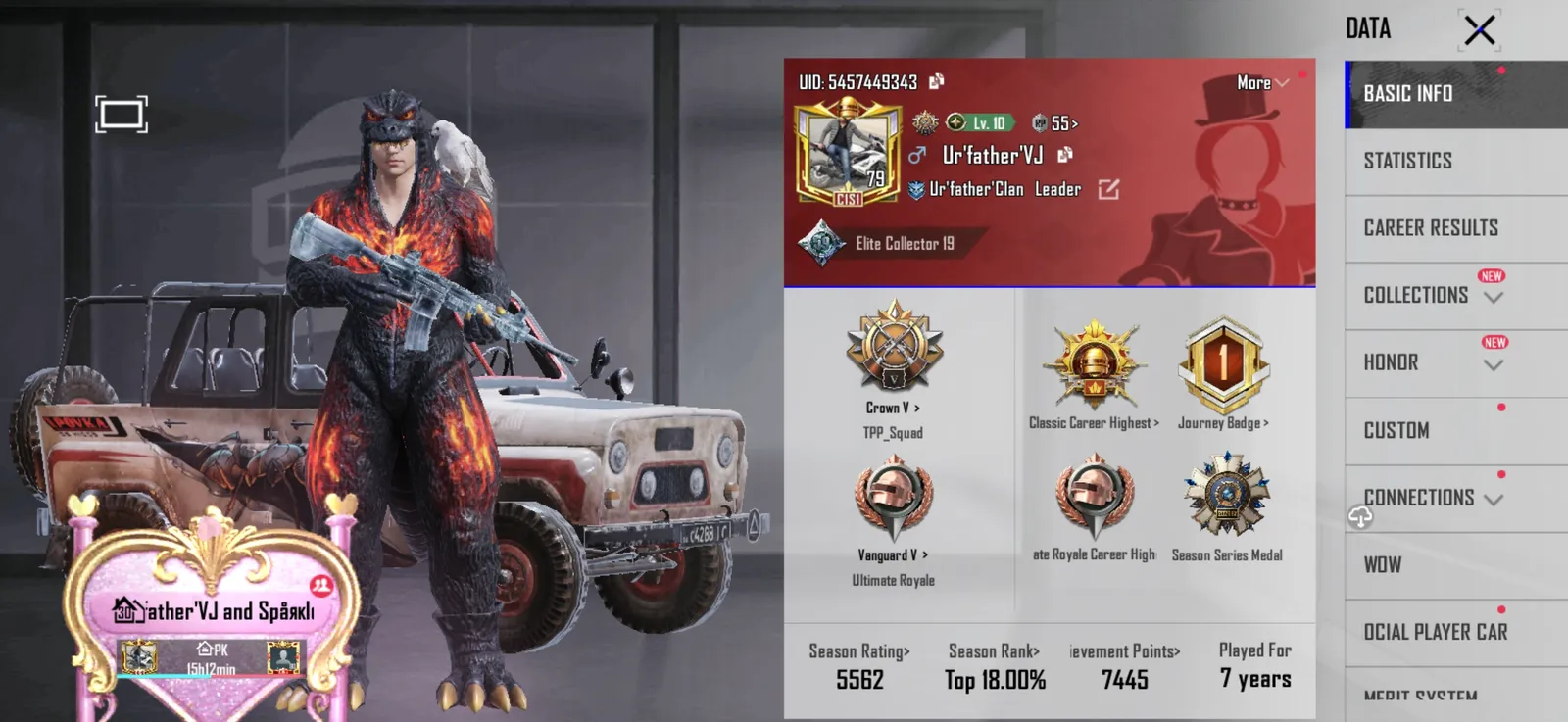Id level 79 m4 glacier godzilla suit and many more mythucs and legendry outfits