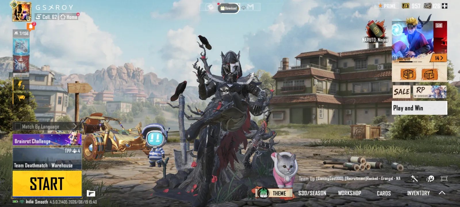 (DEAL NEGOTIABLE)Blood Raven X suit (2star)13 Seasons Ace Dominantor 3Ace Master with 20 Seasons of maxed RP and 280+mythic rare and legendary outfits