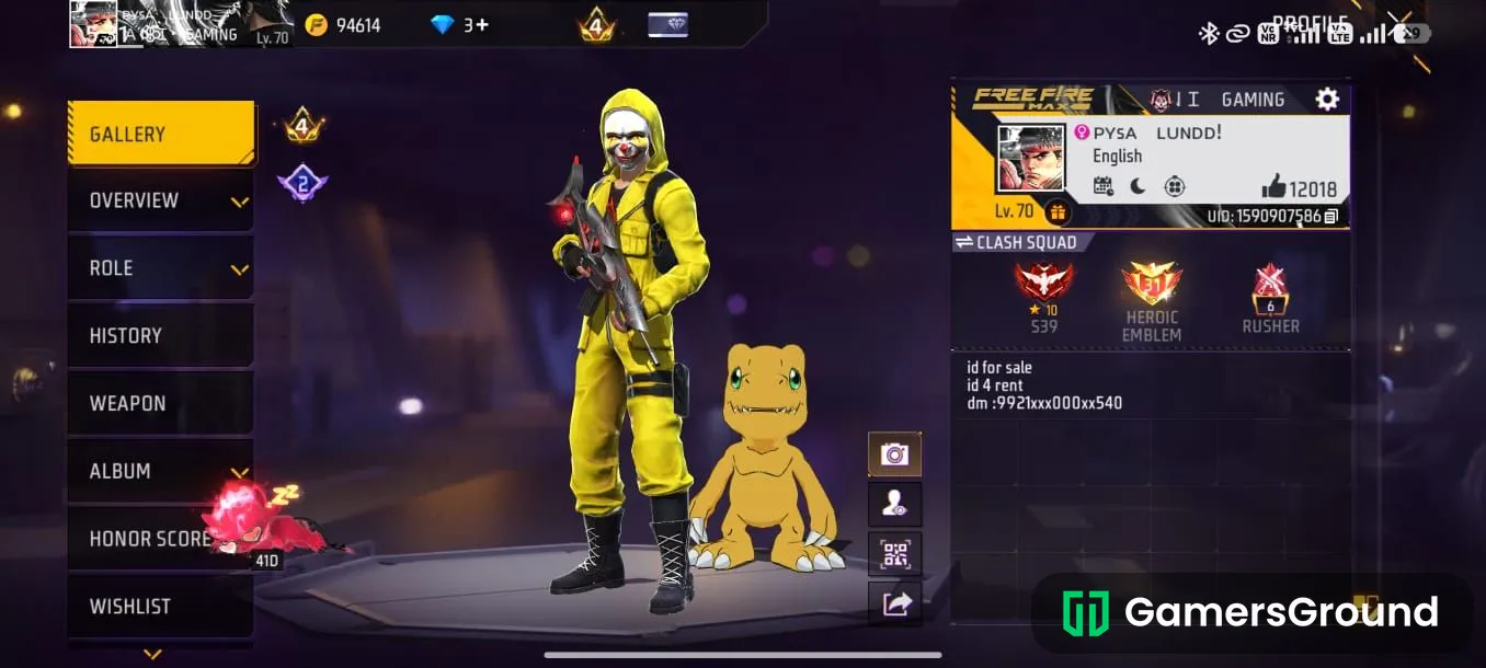 70 lv with old bundle and incubator gun skins