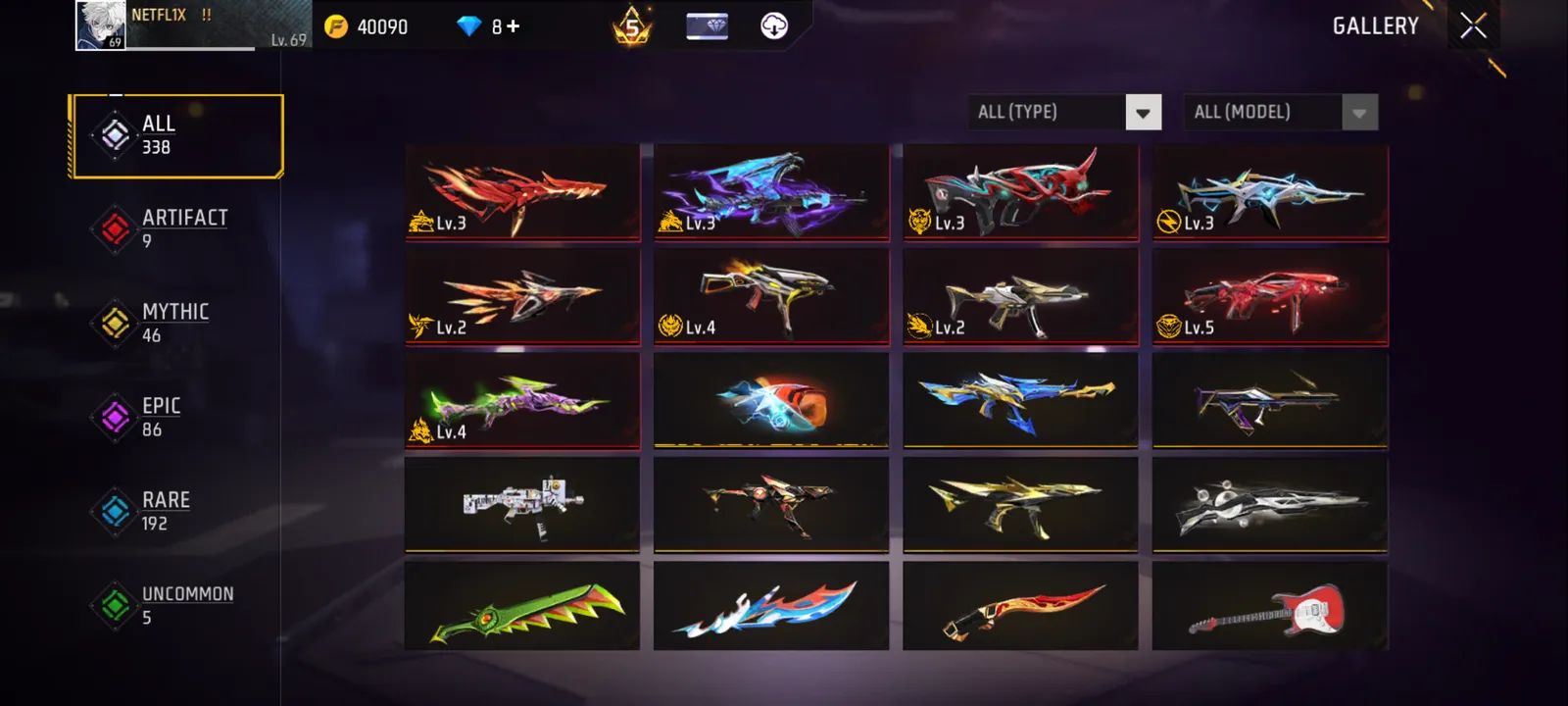 Lvl69 total 9 evi gun