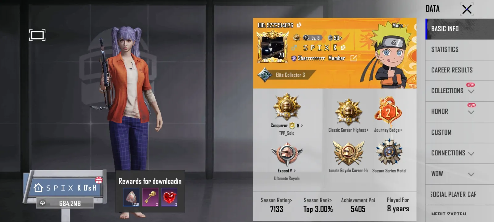 Conqueror acc with ultimate royale legend and Scar l legendary skin