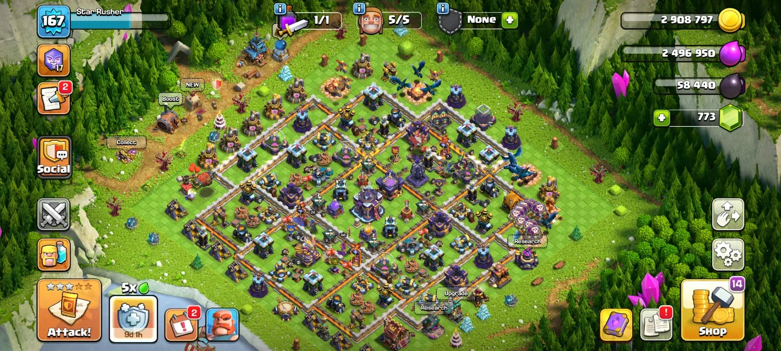 TH15 Clash of Clans | Level 167 | 843 gems | Strong Heros & Pets