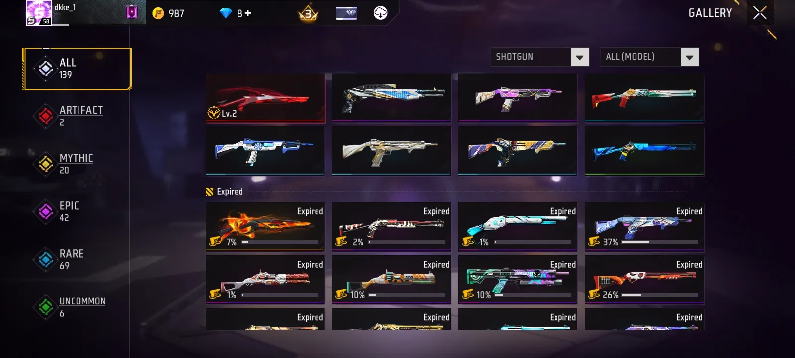 I had a 2 evo guns and some rear bundles