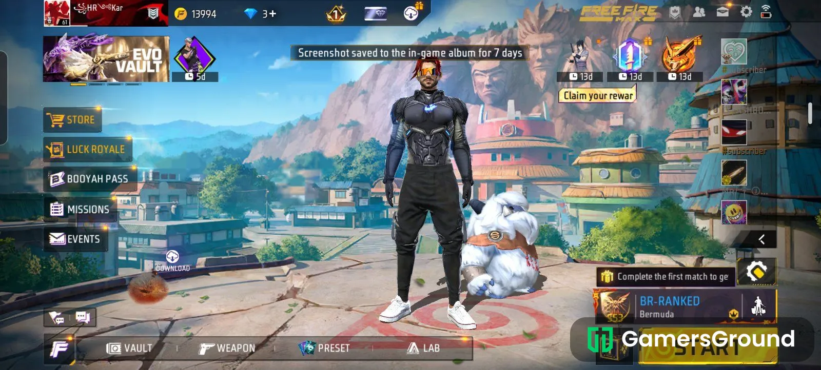 Free fire old account with many skins